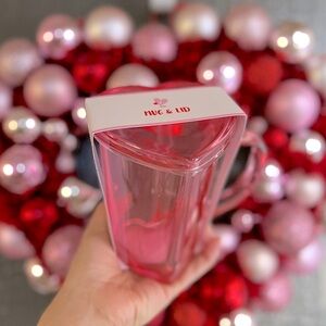✨NEW🩷Target Bullseye Playground 2024 Valentines Day Pink Heart Glass Mug☕️